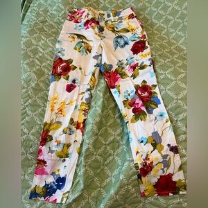 Floral Print Kids Pants in White with Multicolor Blooms from Boston Proper
